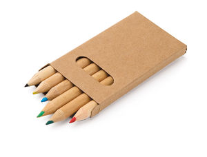 Boîte avec 6 crayons de couleur publicitaire Naturel