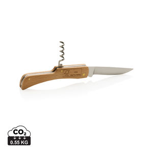 Couteau en bois avec tire-bouchon publicitaire Marron