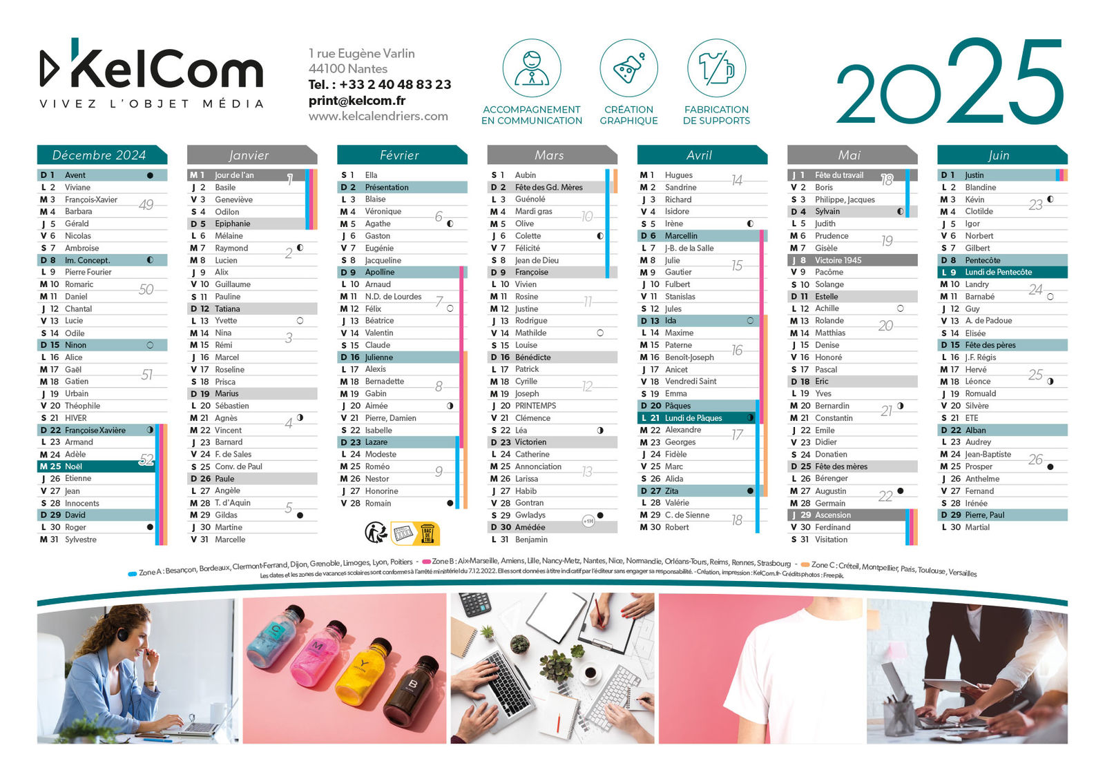 Impression Calendrier de Poche 2024 Personnalisé