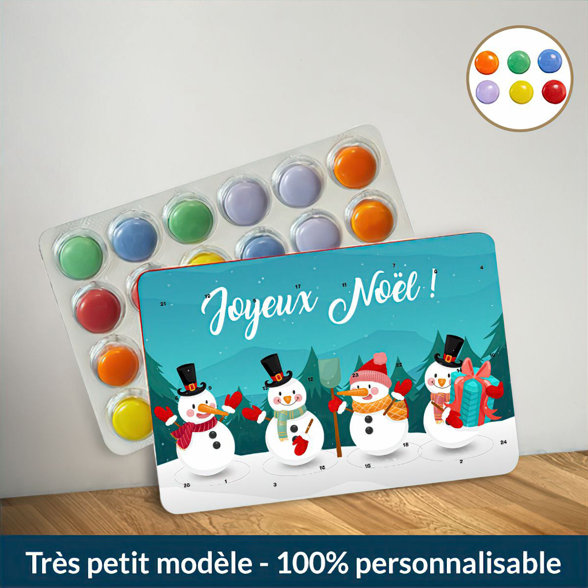 Calendrier de l'Avent bougie personnalisé en pot coloré, cadeau de