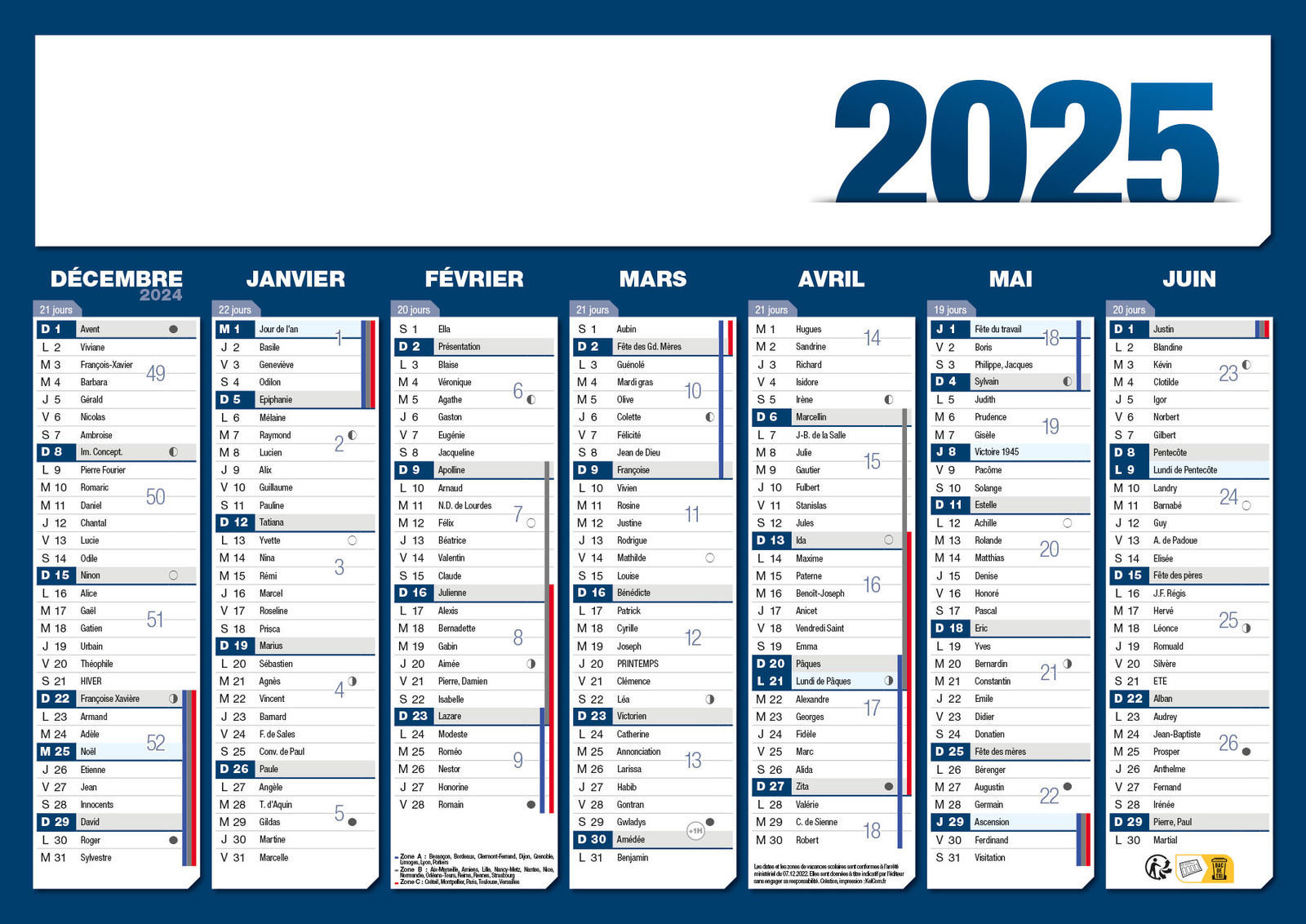 Petit Calendrier Bancaire 100% personnalisable - 270 x 208 mm mm