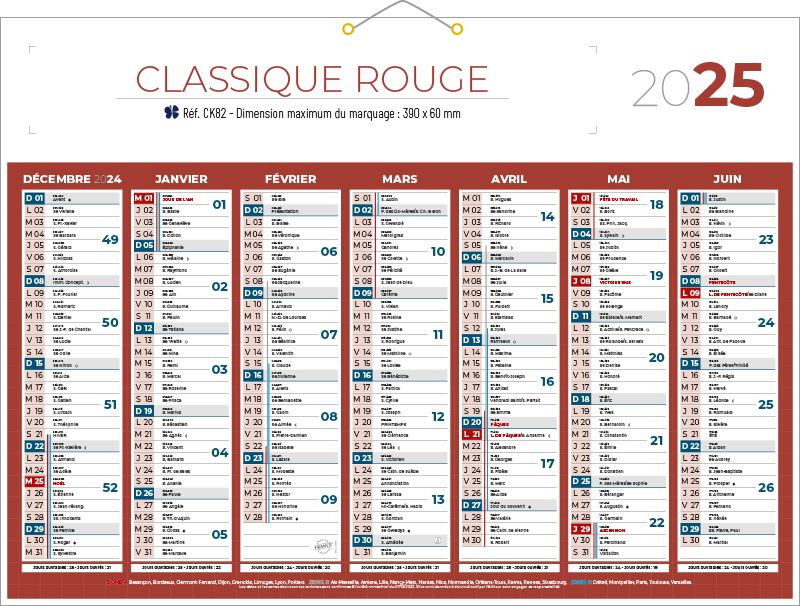 Calendrier publicitaire personnalisable à 100% A4 14 mois 2 faces