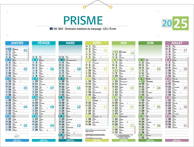 Calendrier d'entreprise 100% personnalisable 12 mois 1 face N°26