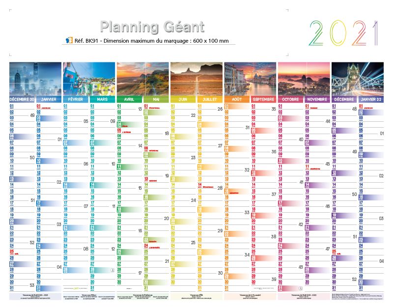 Calendrier publicitaire planning effaçable PLANNING SIMPLE - MS