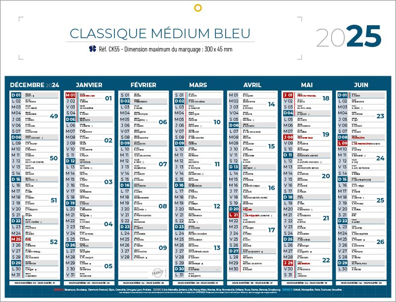 Calendrier personnalise arlequin 270x208