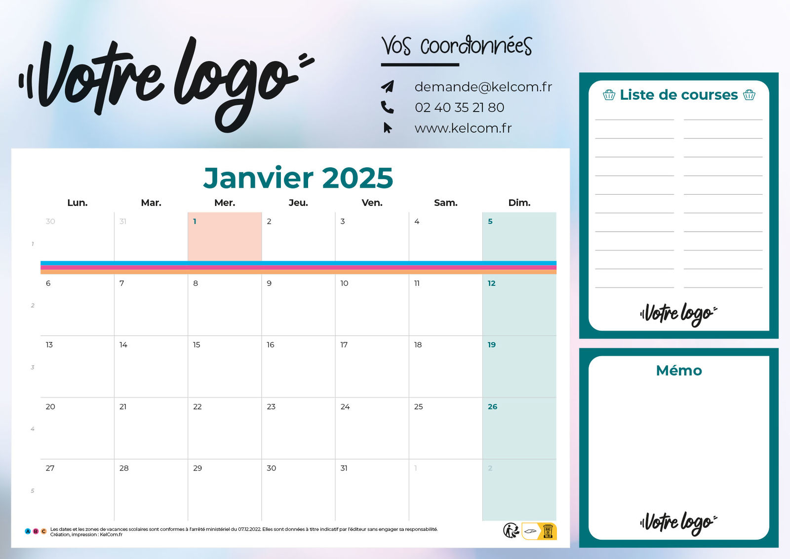 Calendriers aimantés personnalisés