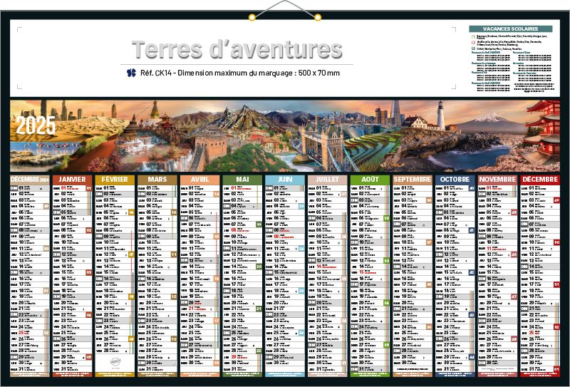 Calendrier à suspendre 2024 illustré a4 - Un grand marché