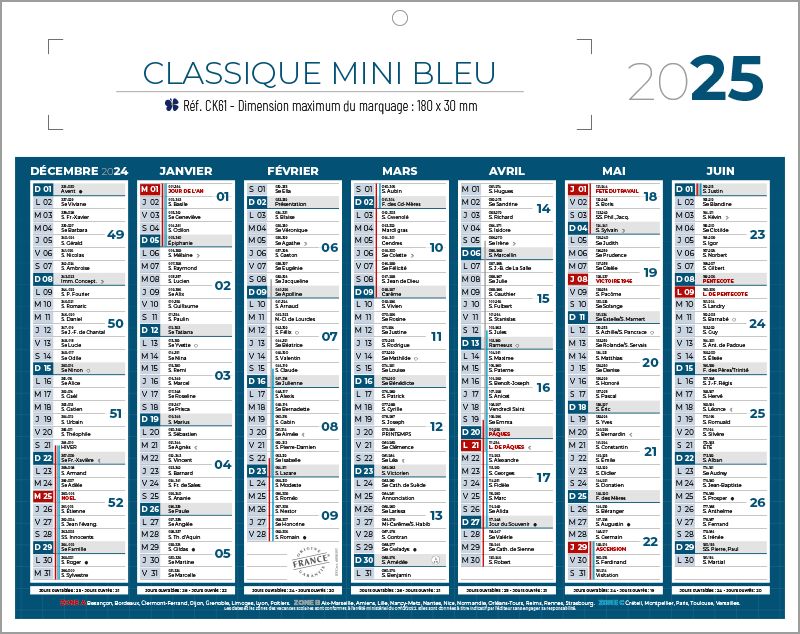 Mini Calendrier Publicitaire, Calendrier personnalisé