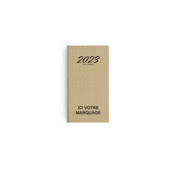 Agenda personnalisable 2024 emboite mini kraft | 90 x 165 mm