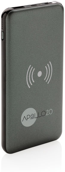 Batterie 10 000 mAh PD & induction 10W publicitaire Gris