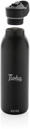 Bouteille 500 ml fliptop acier RCS Avira Ara personnalisée Noir