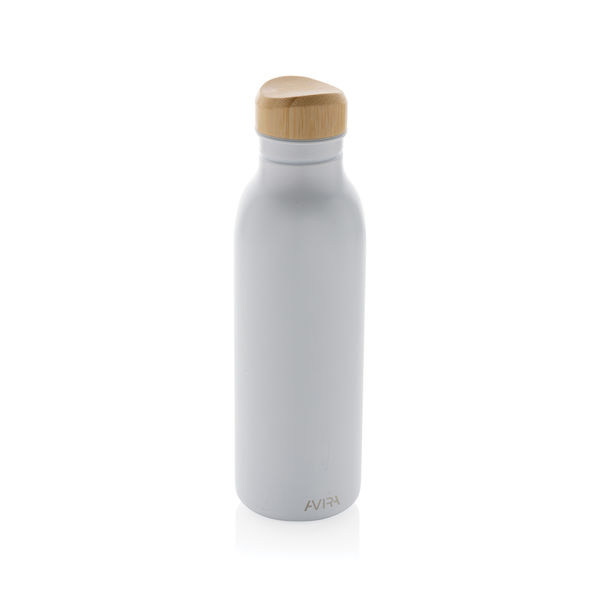 Bouteille d'eau 600ml en acier Avira Alcor RCS | Bouteille publicitaire Blanc