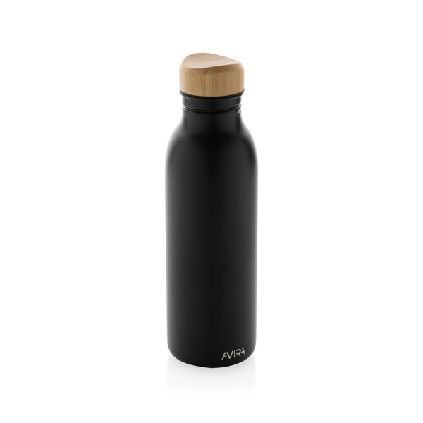 Bouteille d'eau 600ml en acier Avira Alcor RCS | Bouteille publicitaire Noir