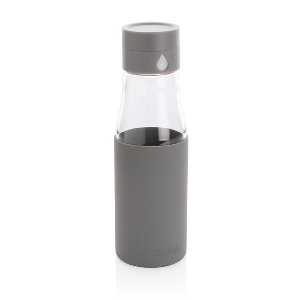 Bouteille personnalisée en verre avec compteur d'hydradation|Ukiyo Grey