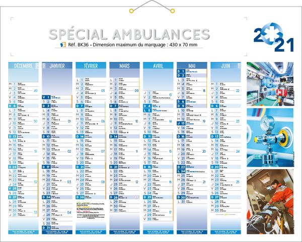 calendrier ambulancier