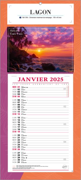 Calendrier bloc mensuels publicitaire | Lagon