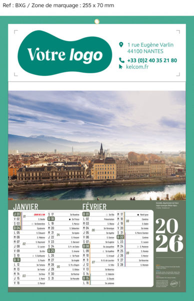 Calendrier bloc publicitaire | Sites de France