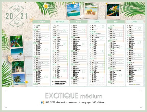 calendrier paysage exotique