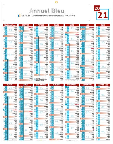 calendriers bleue