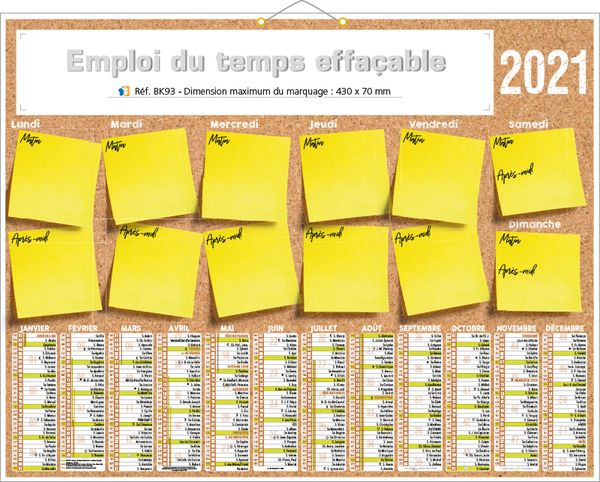 calendriers planning effaçable