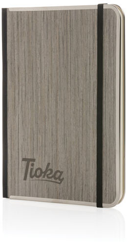 Carnet A5 couverture bois Treeline personnalisé Gris