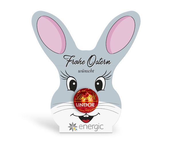 Carte lapin et truffe chocolat Lindor publicataire|Bugs