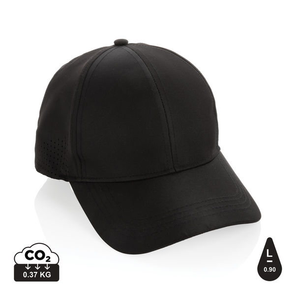 Casquette de sport 6 panneaux en rPET Impact AWARE™ | Casquette publicitaire Noir