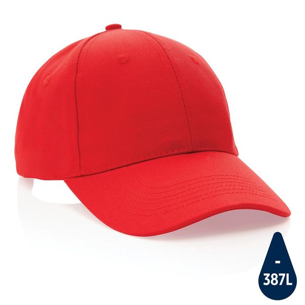 Casquette personnalisée 6 panneaux en coton recyclé 280gr Impact Red