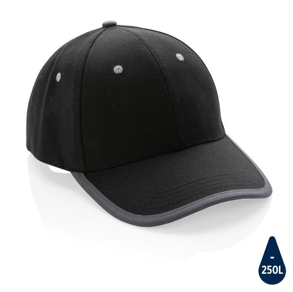 Casquette publicitaire contraste 6 panneaux coton recyclé Impact AWARE™ Black