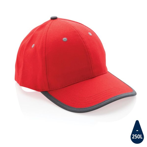 Casquette publicitaire contraste 6 panneaux coton recyclé Impact AWARE™ Red