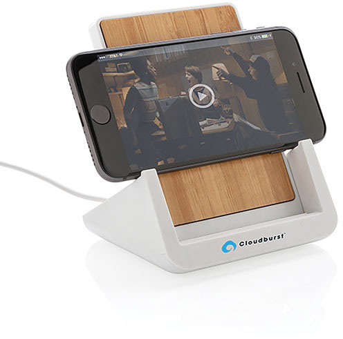 Chargeur 10W support ABS recyclé RCS Ontario publicitaire Blanc