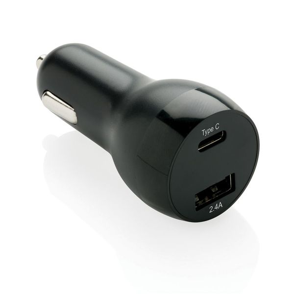 Chargeur de voiture avec type C publicitaire | Borage Noir
