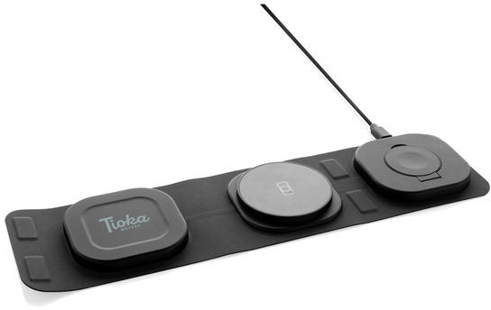 Chargeur sans fil 15W plastique recyclé RCS Swiss Peak personnalisé Gris