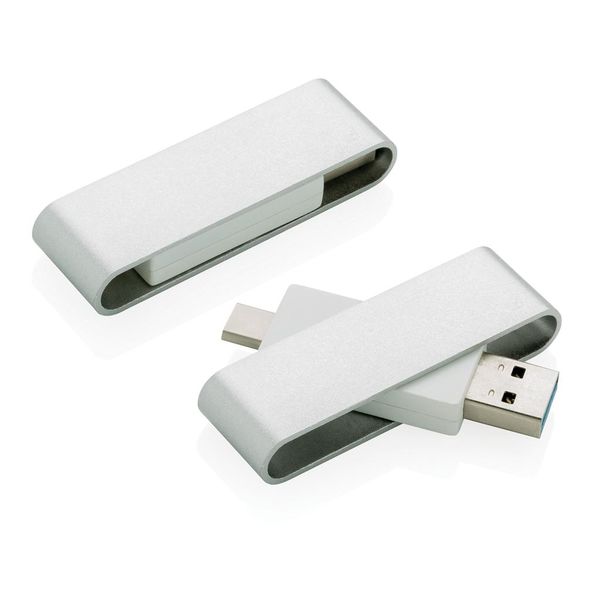 Clé USB avec type C Pivot publicitaire | Summer Gris