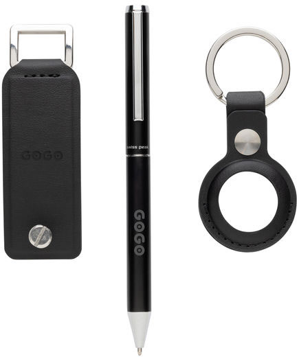 Coffret cadeau 3 pcs PU recyclé RCS Swiss Peak Tula personnalisable Noir