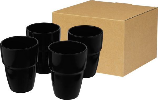 Coffret publicitaire 4 mugs empilables|Staki Noir