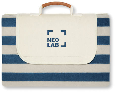 Couverture pique-nique grande rPET GRS Alba personnalisable Bleu marine