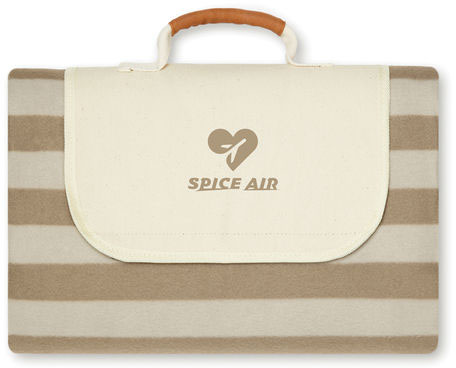 Couverture pique-nique grande rPET GRS Alba personnalisable Marron