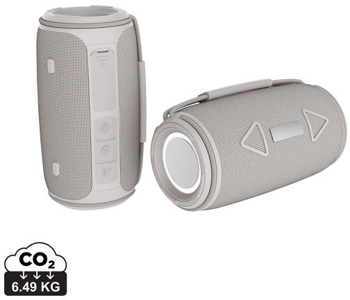 Enceinte 16W IPX4 plastique recyclé RCS Prisma publicitaire Gris