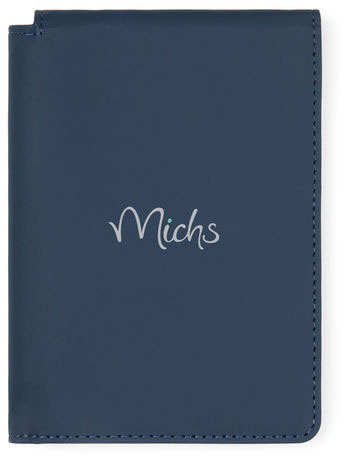 Étui passeport anti-RFID PU recyclé RCS personnalisable Bleu marine