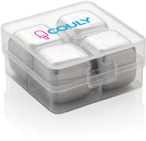 Glaçons réutilisables inox 4 pcs personnalisables Argent