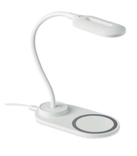 Lampe de bureau personnalisable en ABS à l'allure moderne + chargeur sans fil|SATURN White