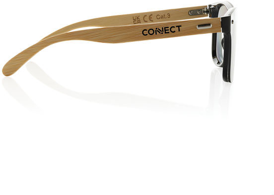 Lunettes soleil plastique recyclé & bambou RCS Prism personnalisables Marron