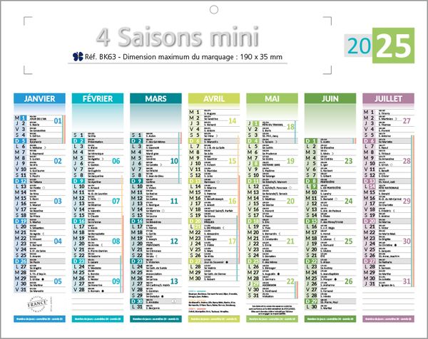 minis calendriers 4 saisons