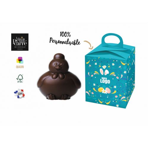 Moulage chocolat poule publicitaire 70% bio|Elena