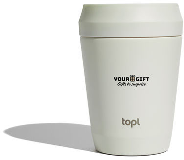 Mug 235 ml couvercle 360 acier recyclé Topl personnalisé Blanc