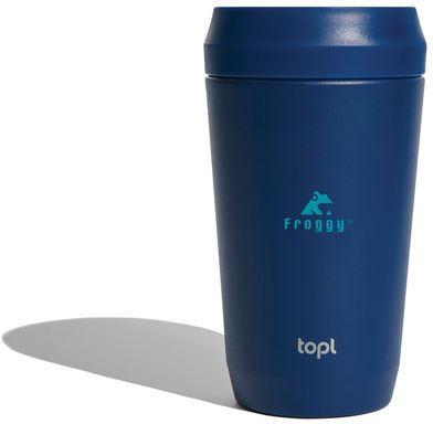 Mug 354 ml couvercle 360 acier recyclé Topl publicitaire Bleu marine