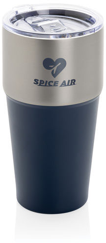 Mug 500 ml acier recyclé certifié RCS Fluid publicitaire Bleu marine