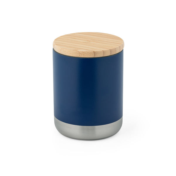 Mug en acier et bambou personnalisé|Tumbler Bleu marine