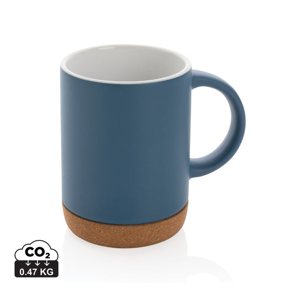 Mug en céramique avec base en liège | Mug publicitaire Bleu